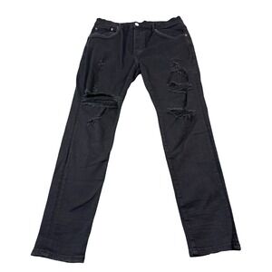 Purple Brand Black Distressed Tapered Fit Mens Stretch Jeans 38X30 202322